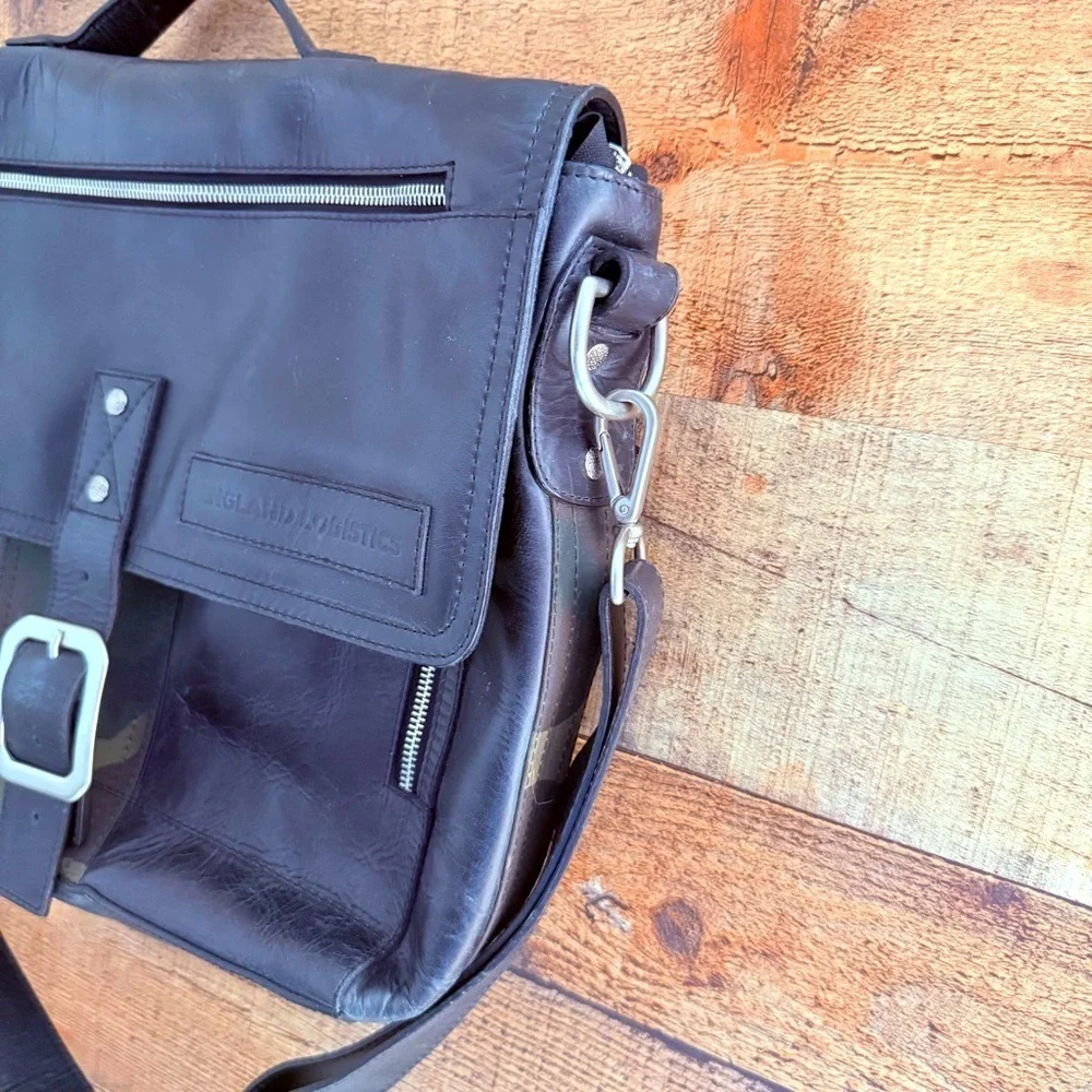 Battalion Leather Army Messenger Laptop/School Bag England Logistics